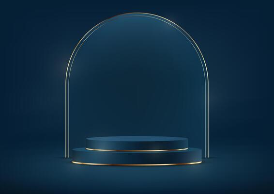 Blue background 3d with podium space for selling products, backdrop, wallpaper, background, text. Display of cosmetic products. Stage or podium. Product display background. illustration.