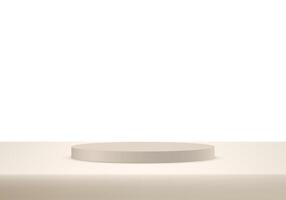 White background 3d with beige podium space for selling products, backdrop, wallpaper, background, text. 3D abstract studio room with pedestal podium. illustration. vector