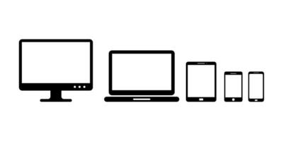 Set of Device icon collection. Smartphone, tablet, laptop, and desktop computer symbol. Gadget icon. vector