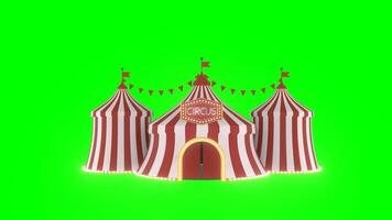 isolated circus on green screen with the curtain opening and red and white lights video