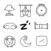set of sleep related icons over white background, line style, illustration vector