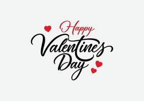 Happy Valentine's Day, in elegant calligraphy with a red heart design. vector