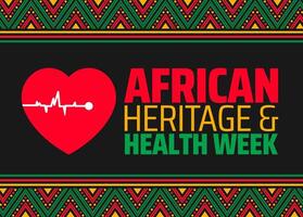 African Heritage and Health Week background banner or poster design template. observed every year in February. Holiday concept. Use to any Template, card, poster, placard, template. vector