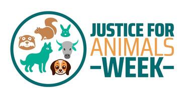 National Justice for Animals Week background banner or poster design template. observed every year in February. Holiday concept. Use to any Template, card, poster, placard, template vector
