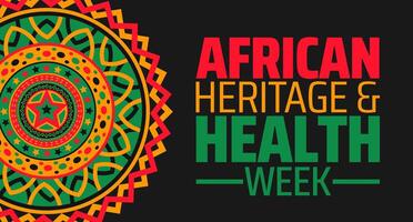 African Heritage and Health Week mandala background banner or poster design template. observed every year in February. Holiday concept. Use to any Template, card, poster, placard, template. vector