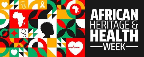 African Heritage and Health Week geometric shape pattern background banner or poster design template. observed every year in February. vector