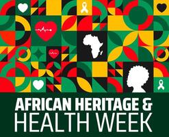 African Heritage and Health Week geometric shape pattern background banner or poster design template. observed every year in February. Holiday concept. Use to any Template, card, poster. vector