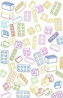 a colorful pattern of lego bricks line art on a white background vector