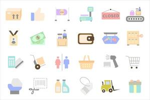 Collection of flat color shopping icons - web icon set. Set of shopping icons. vector