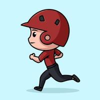 Baseball chibi character with helm in running pose vector