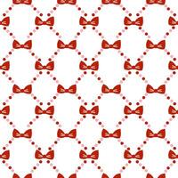 Red ribbon with dot arygle on white background. vector