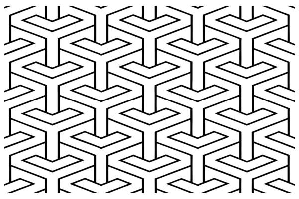 Black and White Geometric Pattern with Interlocking Shapes
