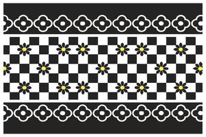 Retro Floral Pattern with Checkerboard Design and White Accents vector