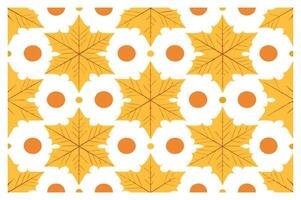 Autumn Pattern with Yellow Maple Leaves and Orange Dots vector