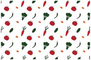Colorful Vegetable Pattern in Hand-Drawn Style vector