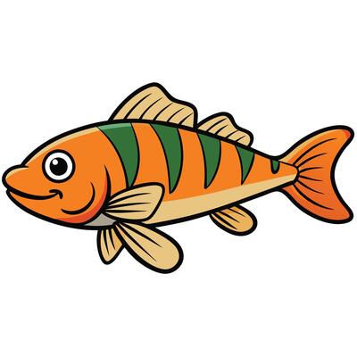 Freshwater Fish Zander Illustration in