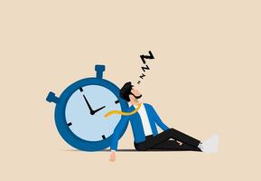 a man is sleeping on a clock vector