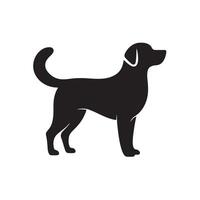 black labrador dog silhouette on white background vector