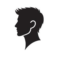 silhouette of a man's head with a short hair style vector