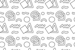 Seamless black and white pattern with abstract geometric shapes for creative coloring. vector