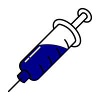 injection icon for web, computer and mobile app. syringe icon. blue vaccine icon. vector
