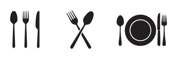 Set of fork, knife icon vector