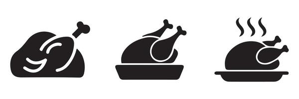 Burnt chicken Icon set vector