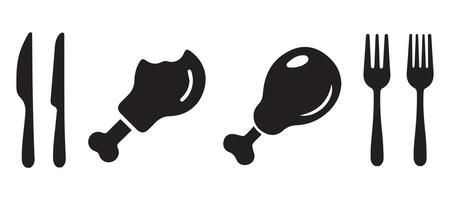 Chicken roast and fork spoon vector