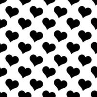 Simple heart seamless pattern in diagonal arrangement.Black and white wallpaper. Love and romantic theme background. vector