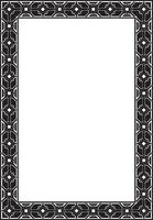 square european black monochrome ornament. Rectangular pattern, circle, ring of the Middle Ages. Revival border vector