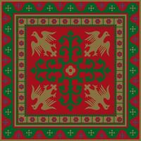 colored square gothic ornament. Medieval European rectangle, border. Classic pattern vector