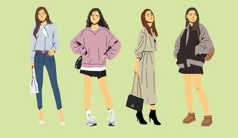 girl pose flat design vector