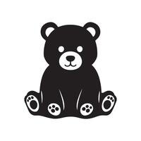 Cute Black Bear Silhouette for Kids' Design vector