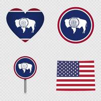 Wyoming State Flag Icons Pack. illustration. vector