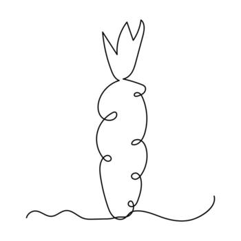 Carrot single line art continuous one line vector