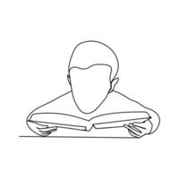 Single one-line drawing of a world International Children's Book Day. World book day concept. Continuous line drawing design graphic vector