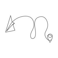 Continuous one line drawing of paper plane out line art illustration Paper line plane vector