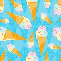 Summer background with ice cream. Seamless pattern for decoration. vector