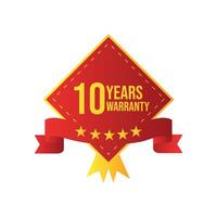 Ten year Warranty royalty free white background with square badges vector