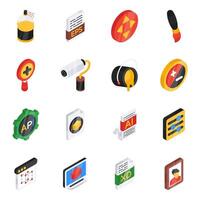 Set of Designing Tools Flat Isometric Icons vector