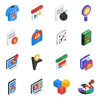 Set of Graphic Designing Isometric Icons vector