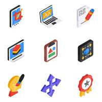 Set of Art and Designing Flat Isometric Icons vector