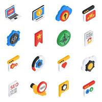 Set of Programming Isometric Icons vector