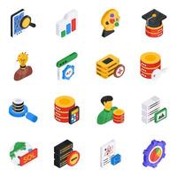 Pack of Data Science and Data Analytics Isometric Icon vector
