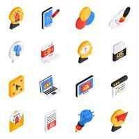 Set of Creative Designing Flat Isometric Icons vector