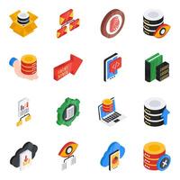 Pack of Data Science Isometric Icon vector