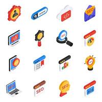 Set of Coding Isometric Icons vector