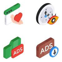Set of Ad and Promotion Flat Isometric Icons vector