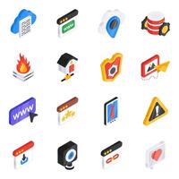 Set of Wireless Network Flat Isometric Icons vector