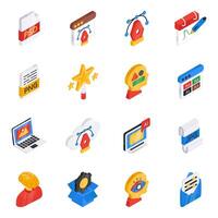 Set of Web Designing Flat Isometric Icons vector